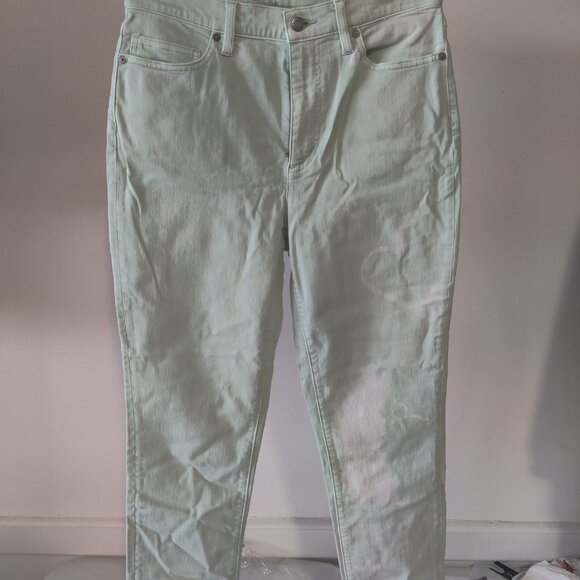 DEFECT Lands End Women High Rise Slim Leg Ankle Jeans Mint 10  30/31W $80 KK174 - Picture 2 of 4